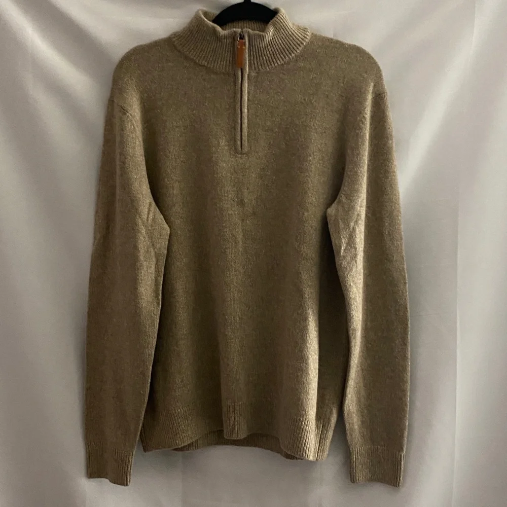 Banana Republic‎ Men's Tan ZipUp Sweater 80% MERINO WOOL BLEND GOOD CONDITION